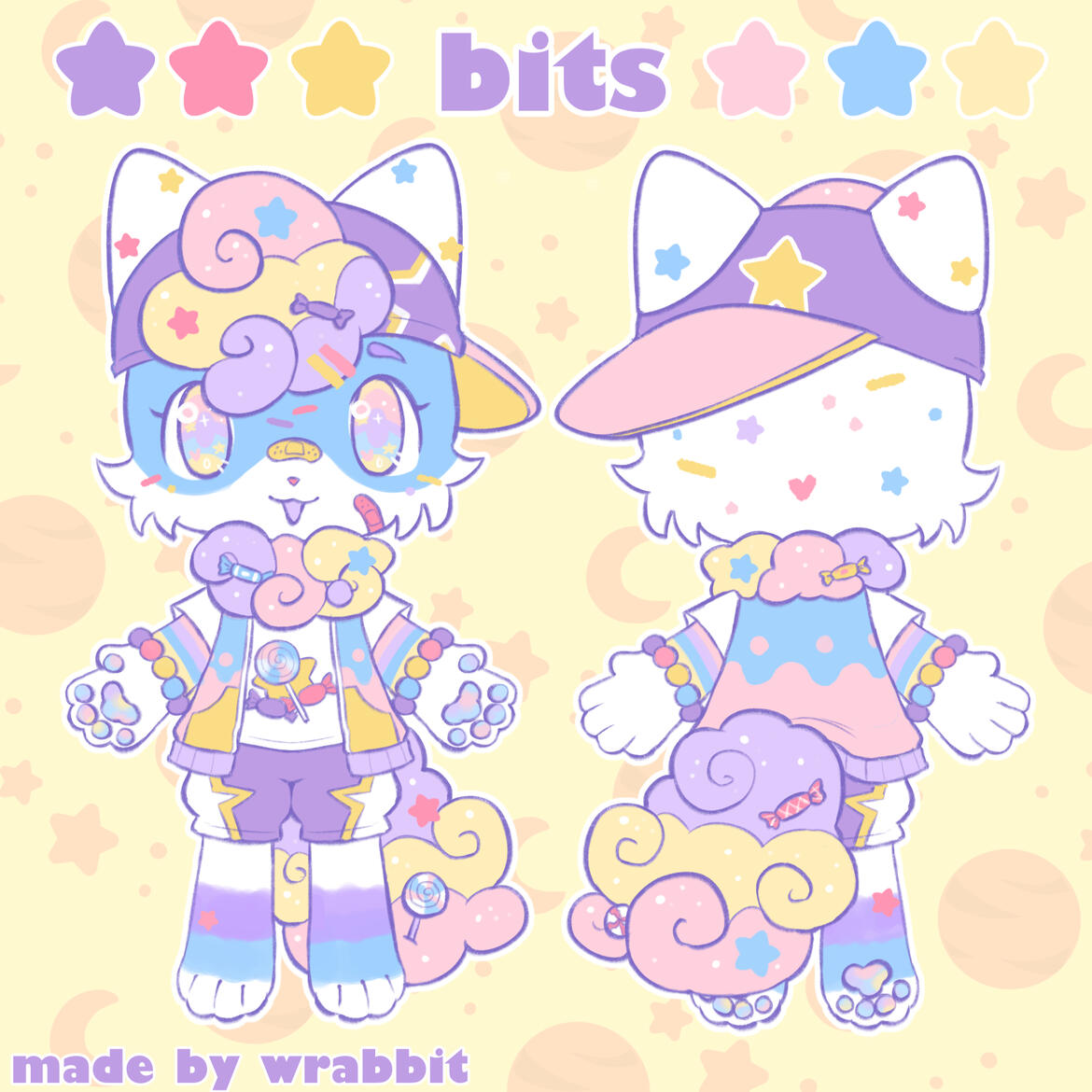 Bits's ref sheet, made by graywrabbit on twitter